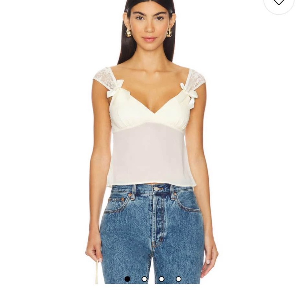 REVOLVE White Ruffled Crop Camisole